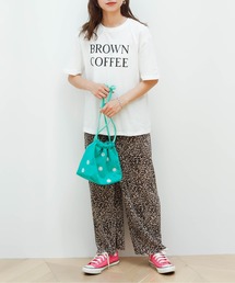 花刺繍巾着バッグ