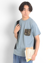 GLAZOS | 天竺・ドロップショルダー総柄Wポケット半袖Tシャツ【セットアップ対応】(Tシャツ/カットソー)