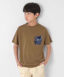GLAZOS | 天竺・ドロップショルダー総柄Wポケット半袖Tシャツ【セットアップ対応】(Tシャツ/カットソー)