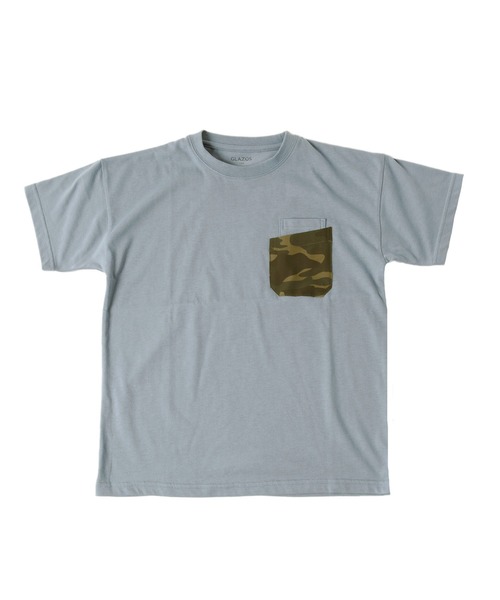 GLAZOS（グラソス）の「天竺・ドロップショルダー総柄Wポケット半袖Tシャツ【セットアップ対応】（Tシャツ/カットソー・キッズ・ホワイト/モカ/チャコールグレー/ライトブルー・130cm/140cm/160cm/150cm/170cm）」の17枚目の写真