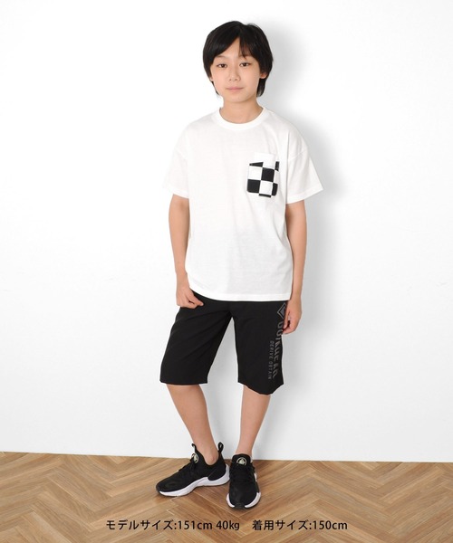 GLAZOS（グラソス）の「天竺・ドロップショルダー総柄Wポケット半袖Tシャツ【セットアップ対応】（Tシャツ/カットソー・キッズ・ホワイト/モカ/チャコールグレー/ライトブルー・130cm/140cm/160cm/150cm/170cm）」の15枚目の写真