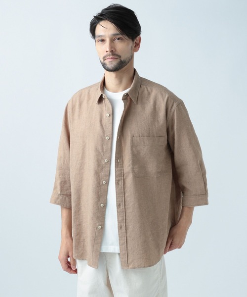 BAYFLOW(ベイフロー)の「サファリラリネン7分袖シャツ(シャツ/ブラウス・メンズ・ベージュ/オフホワイト/カーキ・SMALL/MEDIUM/LARGE)」の8枚目の写真