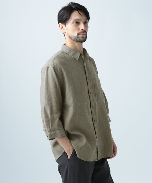 BAYFLOW(ベイフロー)の「サファリラリネン7分袖シャツ(シャツ/ブラウス・メンズ・ベージュ/オフホワイト/カーキ・SMALL/MEDIUM/LARGE)」の9枚目の写真