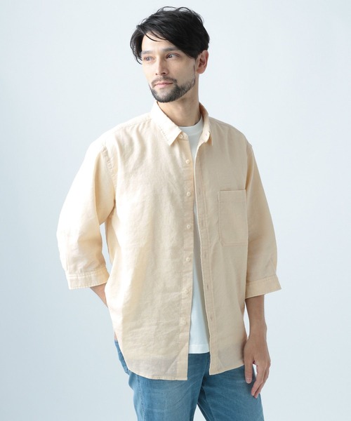 BAYFLOW(ベイフロー)の「サファリラリネン7分袖シャツ(シャツ/ブラウス・メンズ・ベージュ/オフホワイト/カーキ・SMALL/MEDIUM/LARGE)」の7枚目の写真