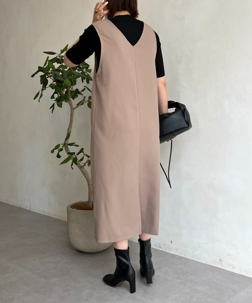 prose verse（プロズヴェール）の「ポケットパール付きジャンスカ（ジャンパースカート・レディース・ブラック/モカ・MEDIUM）」の18枚目の写真