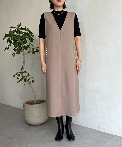 prose verse（プロズヴェール）の「ポケットパール付きジャンスカ（ジャンパースカート・レディース・ブラック/モカ・MEDIUM）」の20枚目の写真