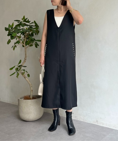 prose verse（プロズヴェール）の「ポケットパール付きジャンスカ（ジャンパースカート・レディース・ブラック/モカ・MEDIUM）」の11枚目の写真