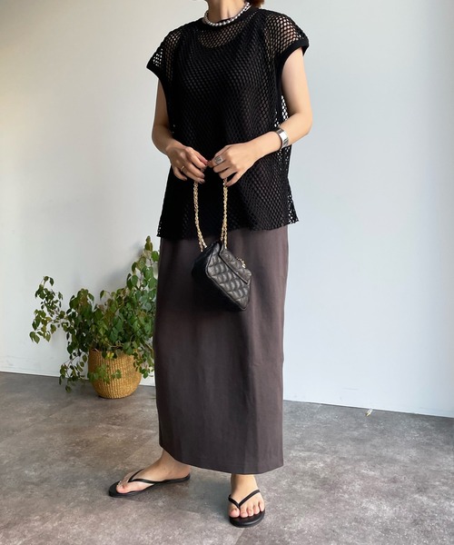 DouDou（ドゥドゥ）の「メッシュプルオーバー＋リブワンピースSET（ワンピース・レディース・ブラック/オフホワイト・FREE）」の13枚目の写真