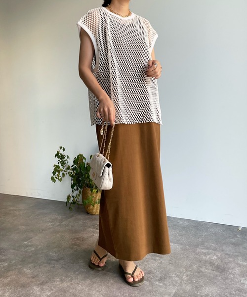 DouDou（ドゥドゥ）の「メッシュプルオーバー＋リブワンピースSET（ワンピース・レディース・ブラック/オフホワイト・FREE）」の9枚目の写真