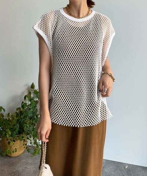 DouDou（ドゥドゥ）の「メッシュプルオーバー＋リブワンピースSET（ワンピース・レディース・ブラック/オフホワイト・FREE）」の15枚目の写真