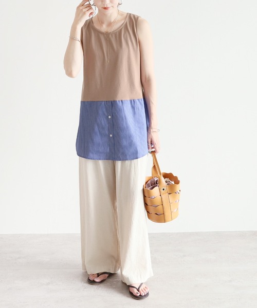 reca（レカ）の「シャツヘムレイヤードタンクトップ（Tシャツ/カットソー・レディース・ブラック/オフホワイト/カーキ/ベージュ・FREE）」の17枚目の写真