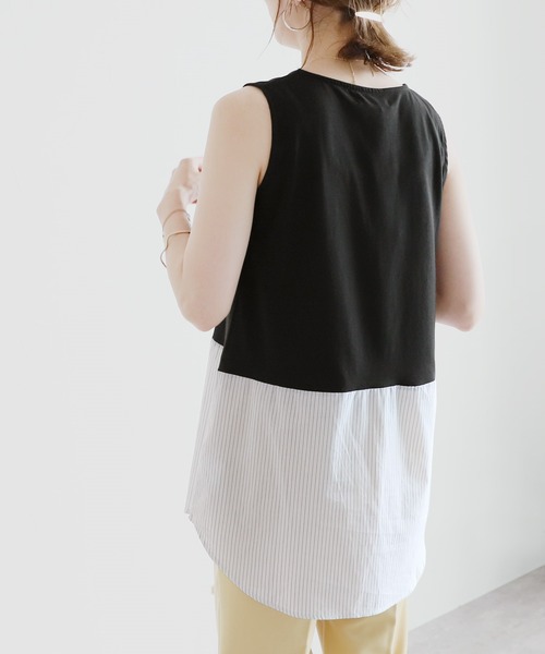 reca（レカ）の「シャツヘムレイヤードタンクトップ（Tシャツ/カットソー・レディース・ブラック/オフホワイト/カーキ/ベージュ・FREE）」の11枚目の写真