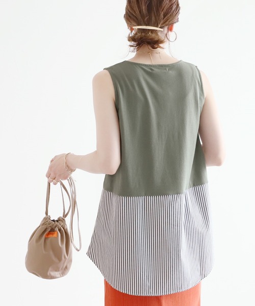 reca（レカ）の「シャツヘムレイヤードタンクトップ（Tシャツ/カットソー・レディース・ブラック/オフホワイト/カーキ/ベージュ・FREE）」の19枚目の写真