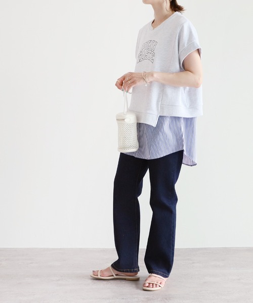 reca（レカ）の「シャツヘムレイヤードタンクトップ（Tシャツ/カットソー・レディース・ブラック/オフホワイト/カーキ/ベージュ・FREE）」の9枚目の写真