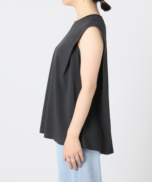 Simplicite（サンプリシテ）の「ショルダータックノースリーブ（Tシャツ/カットソー・レディース・ベージュ/ブラック/カーキ・FREE）」の14枚目の写真
