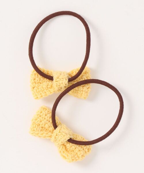 KP DECO（ケーピーデコ）の「ニットリボンのヘアポニー同色２個セット（ヘアゴム・キッズ・オフホワイト/ピンク/イエロー・FREE）」の6枚目の写真