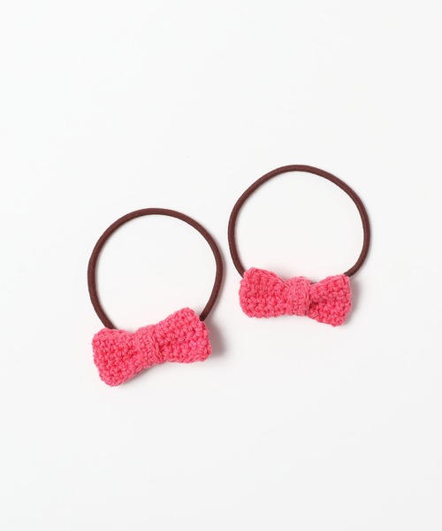 KP DECO（ケーピーデコ）の「ニットリボンのヘアポニー同色２個セット（ヘアゴム・キッズ・オフホワイト/ピンク/イエロー・FREE）」の3枚目の写真