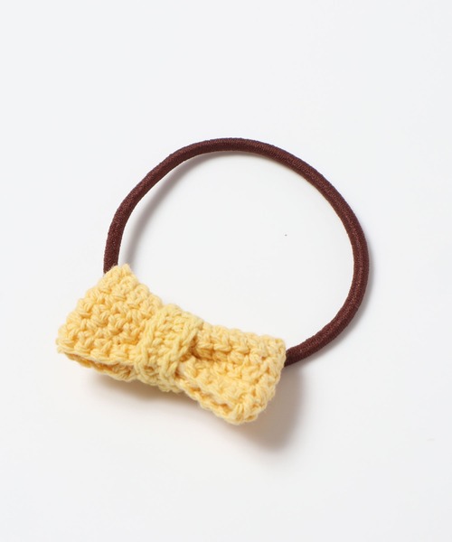 KP DECO（ケーピーデコ）の「ニットリボンのヘアポニー同色２個セット（ヘアゴム・キッズ・オフホワイト/ピンク/イエロー・FREE）」の5枚目の写真