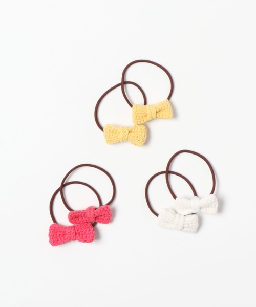KP DECO（ケーピーデコ）の「ニットリボンのヘアポニー同色２個セット（ヘアゴム・キッズ・オフホワイト/ピンク/イエロー・FREE）」の7枚目の写真