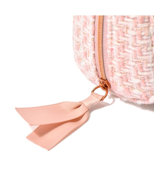 新品 ツイードポーチ ショルダー ノベルティ ピンク 再販 数量限定 スマホポーチ ツイードポーチ チェーンショルダー