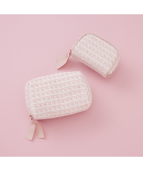 新品 ツイードポーチ ショルダー ノベルティ ピンク 新品 ツイードポーチ ショルダー ノベルティ ピンク パレットリリー