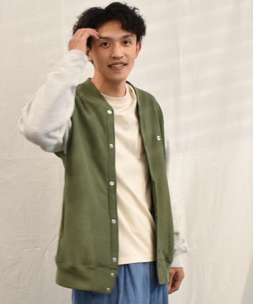 Champion スナップ カーディガン スウェット 90's USA製 Champion Reverse Weave Snap Sweat Cardigan L