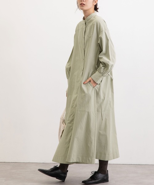 POU DOU DOU（プードゥドゥ）の「ロー切り替えワークシャツワンピース（ワンピース・レディース・ダークグリーン/オフホワイト/カーキ/マスタード・3）」の4枚目の写真