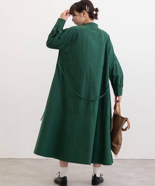 POU DOU DOU（プードゥドゥ）の「ロー切り替えワークシャツワンピース（ワンピース・レディース・ダークグリーン/オフホワイト/カーキ/マスタード・3）」の6枚目の写真