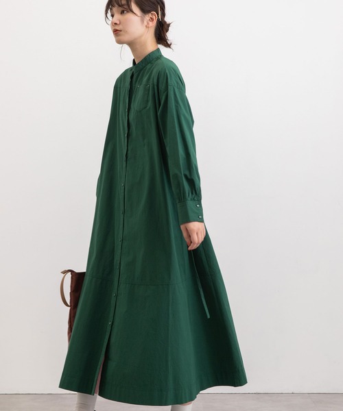 POU DOU DOU（プードゥドゥ）の「ロー切り替えワークシャツワンピース（ワンピース・レディース・ダークグリーン/オフホワイト/カーキ/マスタード・3）」の7枚目の写真