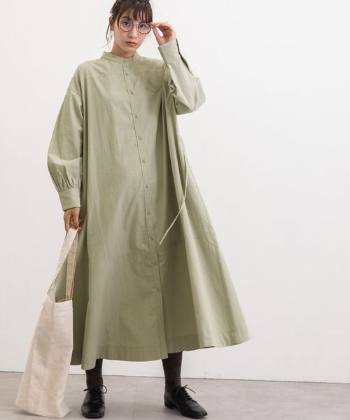 POU DOU DOU（プードゥドゥ）の「ロー切り替えワークシャツワンピース（ワンピース・レディース・ダークグリーン/オフホワイト/カーキ/マスタード・3）」の12枚目の写真