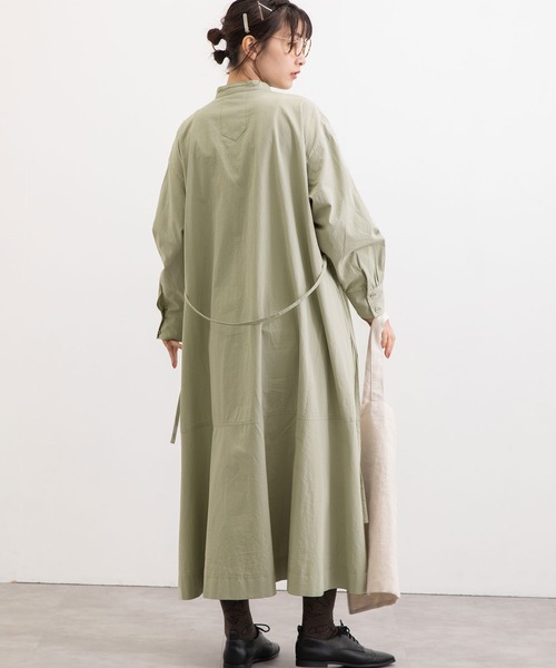 POU DOU DOU（プードゥドゥ）の「ロー切り替えワークシャツワンピース（ワンピース・レディース・ダークグリーン/オフホワイト/カーキ/マスタード・3）」の13枚目の写真