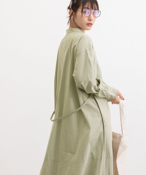 POU DOU DOU（プードゥドゥ）の「ロー切り替えワークシャツワンピース（ワンピース・レディース・ダークグリーン/オフホワイト/カーキ/マスタード・3）」の17枚目の写真