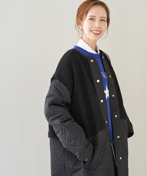 ROPE' PICNIC（ロペピクニック）の「【WEB限定】ボアキルト切り替えルーズアウター（その他アウター・レディース・ベージュ/ブラック・38）」の2枚目の写真