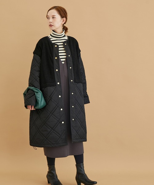 ROPE' PICNIC（ロペピクニック）の「【WEB限定】ボアキルト切り替えルーズアウター（その他アウター・レディース・ベージュ/ブラック・38）」の5枚目の写真