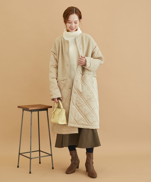 ROPE' PICNIC（ロペピクニック）の「【WEB限定】ボアキルト切り替えルーズアウター（その他アウター・レディース・ベージュ/ブラック・38）」の7枚目の写真