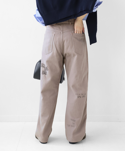 PAYDAY（ペイデイ）の「別注【PAYDAY/ペイデイ】*RELUME ハンドプリントパンツ（その他パンツ・レディース・アイボリー/チャコールグレー・36/38）」の8枚目の写真