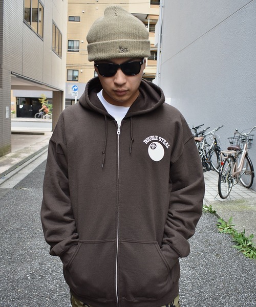 DOUBLE STEAL（ダブルスティール）の「DS Ball parker 裏起毛ZIPパーカー（パーカー・メンズ・ダークブラウン/ブラック/アッシュグレー・MEDIUM/LARGE/X-LARGE）」の20枚目の写真