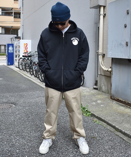 DOUBLE STEAL（ダブルスティール）の「DS Ball parker 裏起毛ZIPパーカー（パーカー・メンズ・ダークブラウン/ブラック/アッシュグレー・MEDIUM/LARGE/X-LARGE）」の15枚目の写真