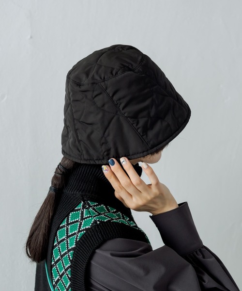 ear PAPILLONNER（イアパピヨネ）の「【SUM1 STYLE（スミスタイル）】キルティングハット（ハット・レディース・ブラック/キャメル・FREE）」の19枚目の写真