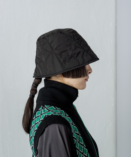 ear PAPILLONNER（イアパピヨネ）の「【SUM1 STYLE（スミスタイル）】キルティングハット（ハット・レディース・ブラック/キャメル・FREE）」の4枚目の写真