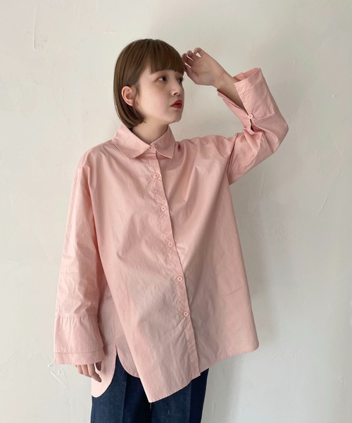 CLEIO（クレイオ）の「【CLEIO】ダブルカフスオーバーシャツ（シャツ/ブラウス・レディース・ピンクベージュ/アイボリー/マスタード・FREE）」の3枚目の写真