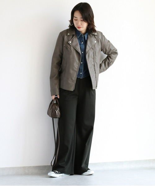 cepo（セポ）の「フェイクレザー ライダースジャケット　WEB限定（ライダースジャケット・レディース・ブラック/グレー・L）」の16枚目の写真