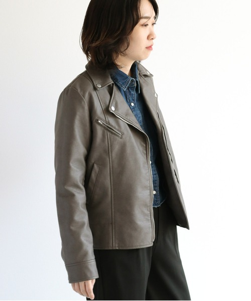 cepo（セポ）の「フェイクレザー ライダースジャケット　WEB限定（ライダースジャケット・レディース・ブラック/グレー・L）」の8枚目の写真