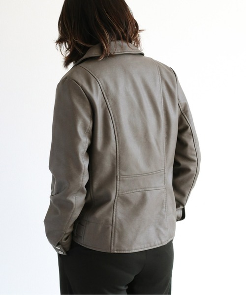 cepo（セポ）の「フェイクレザー ライダースジャケット　WEB限定（ライダースジャケット・レディース・ブラック/グレー・L）」の12枚目の写真