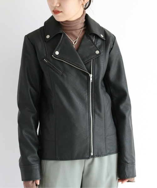 cepo（セポ）の「フェイクレザー ライダースジャケット　WEB限定（ライダースジャケット・レディース・ブラック/グレー・L）」の17枚目の写真