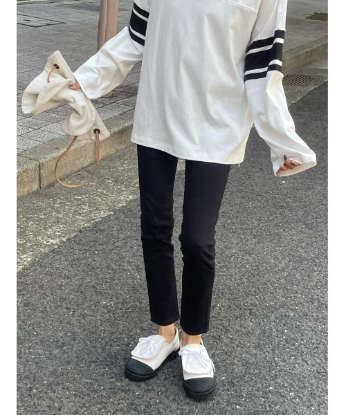 ulu（ウル）の「Raglan long sleeve big line t shirt（Tシャツ/カットソー・レディース・ブラック/グリーン・FREE）」の19枚目の写真