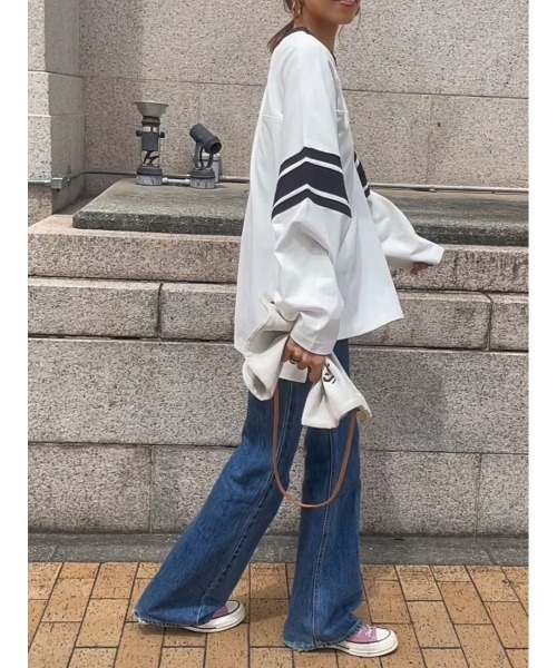 ulu（ウル）の「Raglan long sleeve big line t shirt（Tシャツ/カットソー・レディース・ブラック/グリーン・FREE）」の12枚目の写真