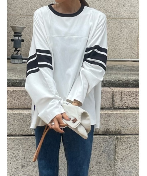 ulu（ウル）の「Raglan long sleeve big line t shirt（Tシャツ/カットソー・レディース・ブラック/グリーン・FREE）」の18枚目の写真