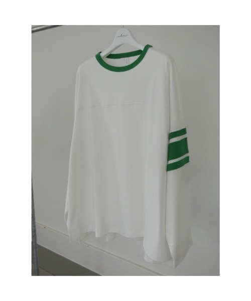 ulu（ウル）の「Raglan long sleeve big line t shirt（Tシャツ/カットソー・レディース・ブラック/グリーン・FREE）」の11枚目の写真