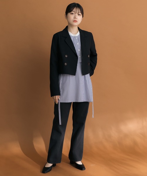 HEYUMM(ヘユム)の「ダブルボタンショートジャケット(その他アウター・レディース・モカ/ブラック/アイボリー・ONE)」の17枚目の写真